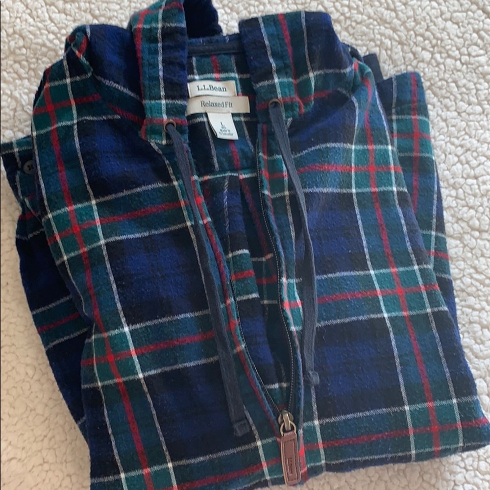 L.L. Bean flannel relaxed fit zip hoodie